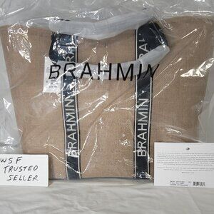 NWT BRAHMIN BROOKLYN BLACK CHATEAU BURLAP BEACH-TRAVEL TOTE/SHOULDER BAG/PURSE